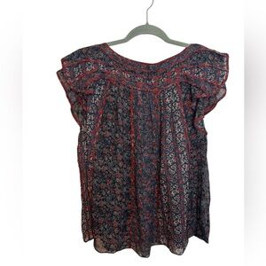 Ulla Johnson Red and Black Floral Blouse